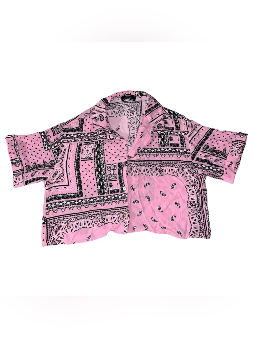 Bershka pink bandana button up shirt.